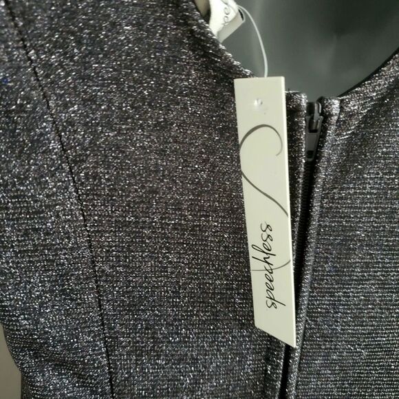 Speechless Womens Glittery Skater Dress Metallic Sleeveless Glam Party Rock XS - Picture 8 of 12